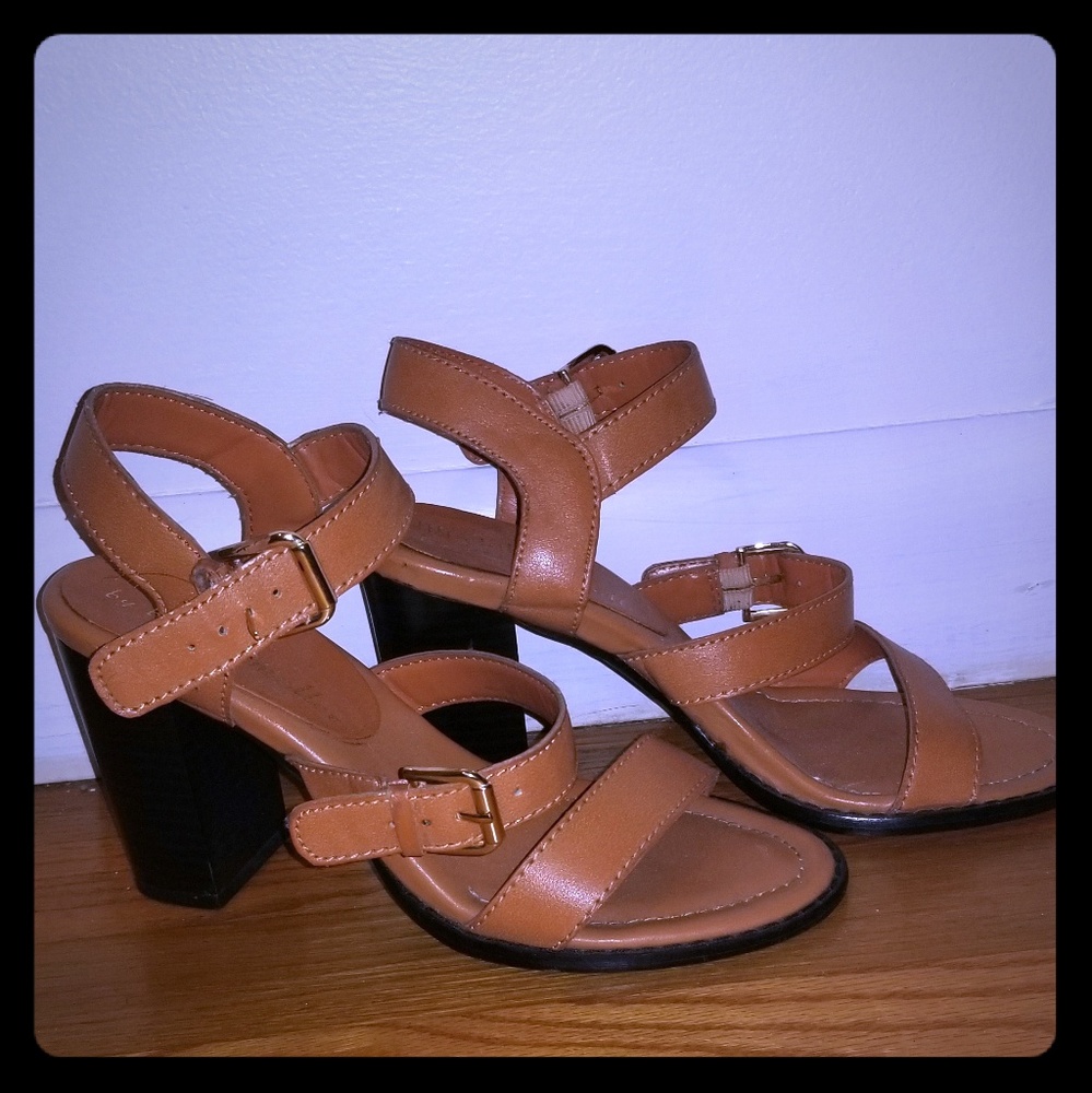 Tan block heels